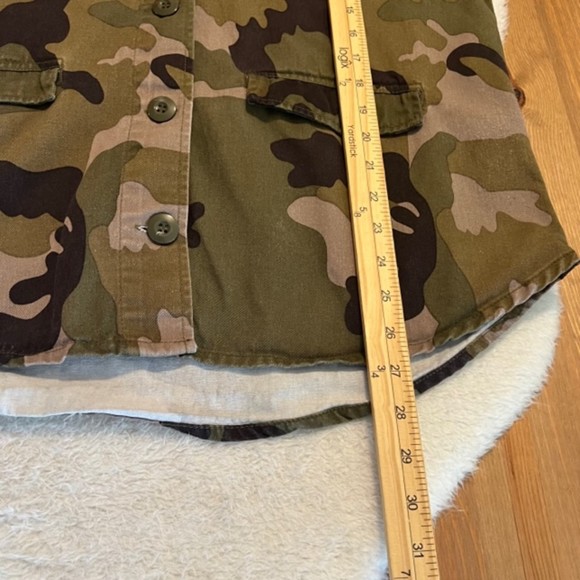 Rue 21 Green Camouflage Drawstring Button Hooded Shirt Jacket Shacket Sz LG - Picture 12 of 12